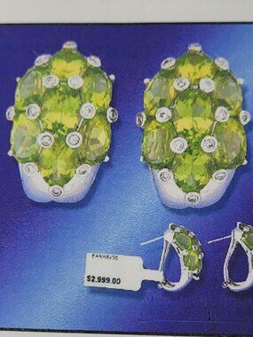  11.96ctw Natural Peridot & Diamond Earrings 14K White Gold – Vintage Glamour
